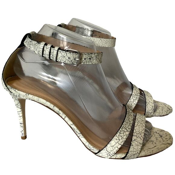 J. Crew White Crackled Leather Heels size US 8 NEW Ankle strap - Picture 3 of 9